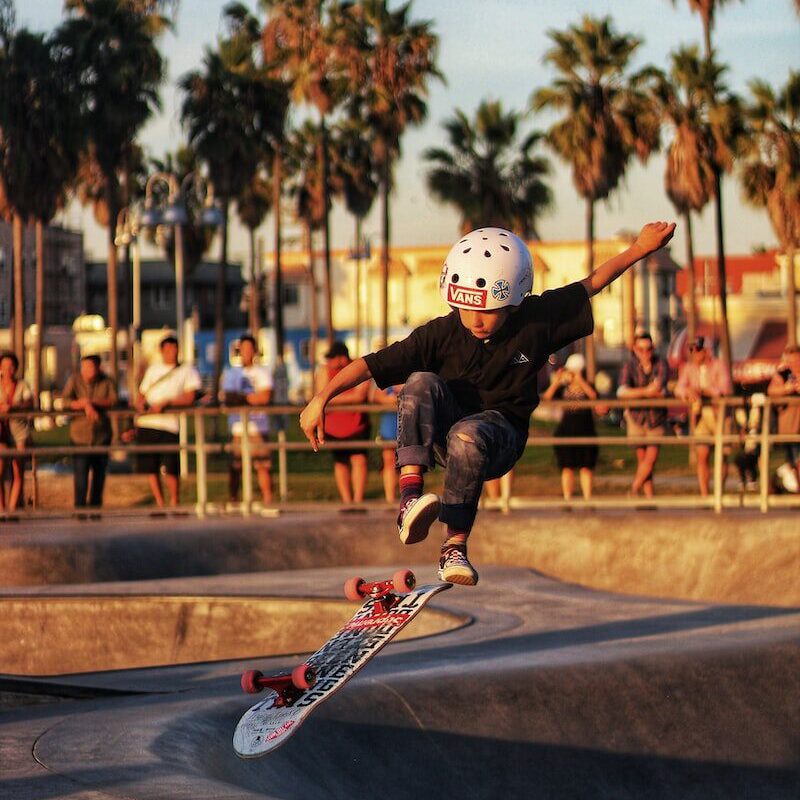 boy riding skateboard